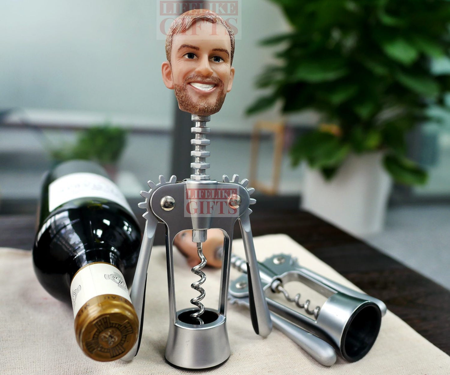 Custom Face Wine Opener: Personalized Corkscrew Gift