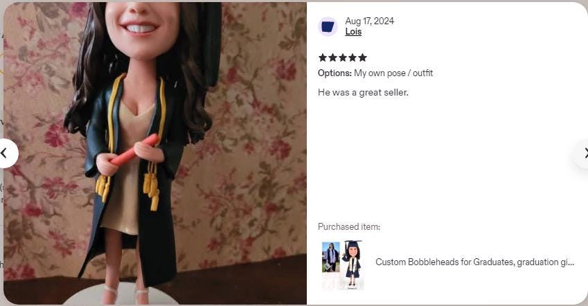 Custom Graduate Bobblehead 2026, Personalized Graduation Figurine from picture, Male Grad Figurine with Cap & Gown, Class of 2026 keep sake
