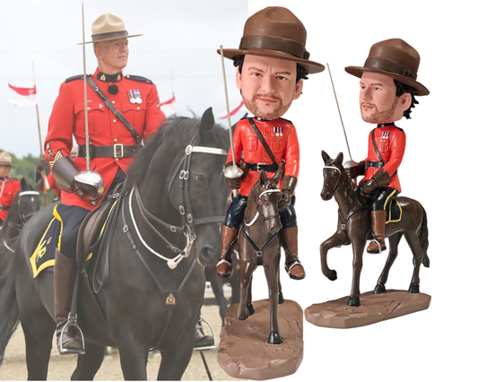 Custom RCMP Bobblehead, Royal Canadian Mounted Police Horse Rider Figurine, Personalized Canadian Police Gift, Mounted Souvenir