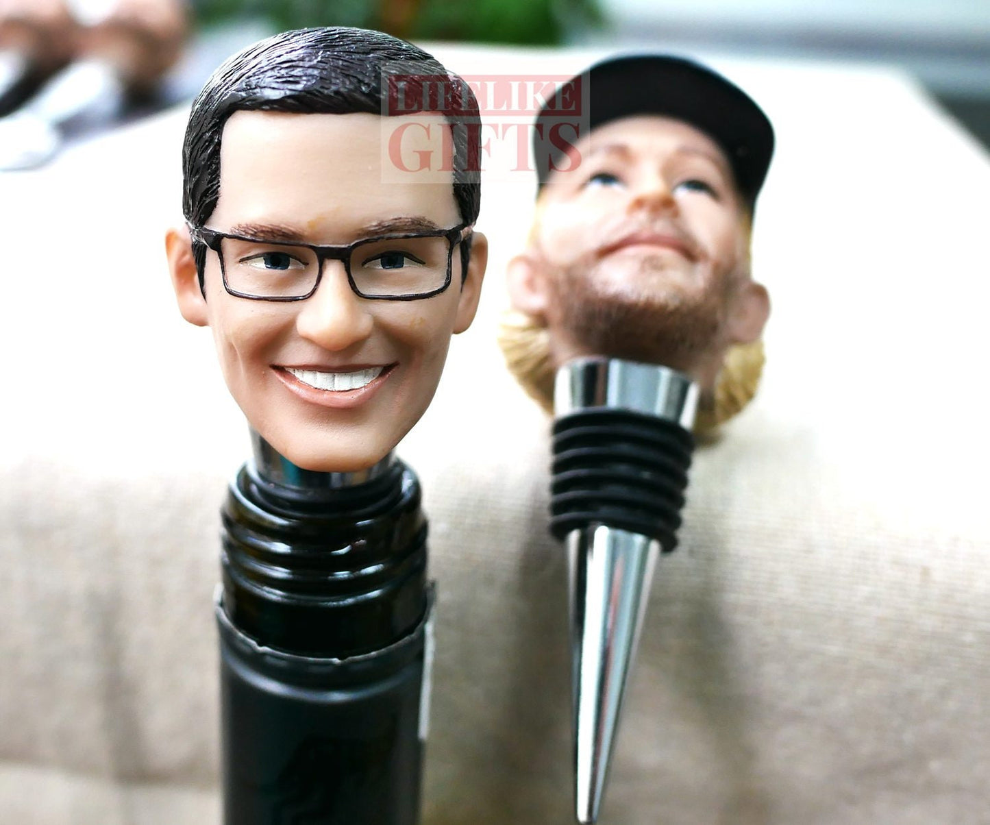 Custom Face Wine Stopper, fully handmade by resin