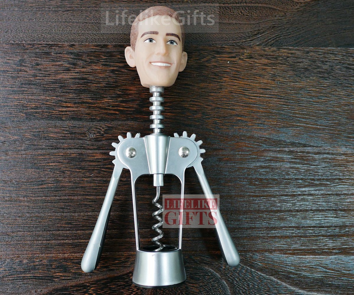 Custom Face Corkscrew: Personalized Wine Lover Gift, surprising gift for Christmas