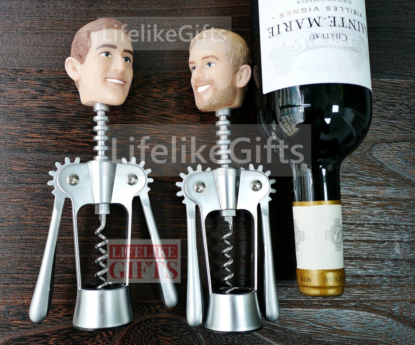 Custom Face Corkscrew: Personalized Wine Lover Gift, surprising gift for Christmas