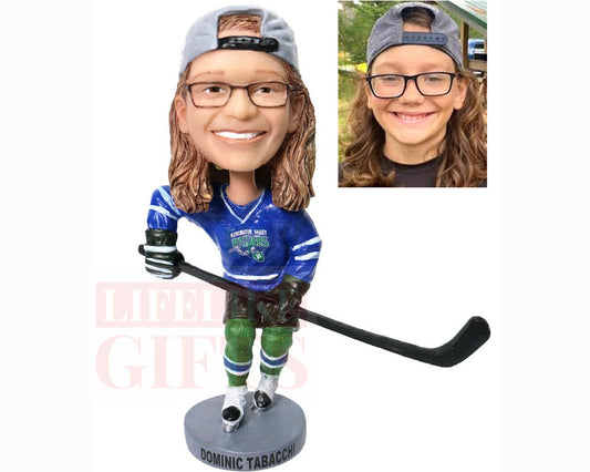 Custom Hockey Player Bobblehead, Personalized Team Gift