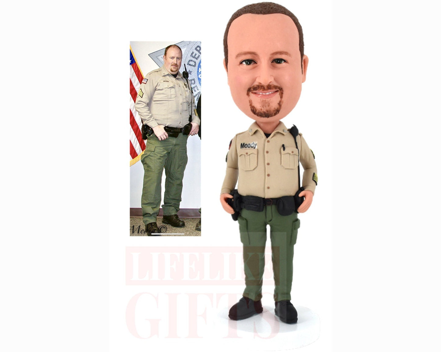 Policeman custom bobblehead, personalized police officer nodding doll, office desk decor for Sheriff, handmade doll retirement gift for him