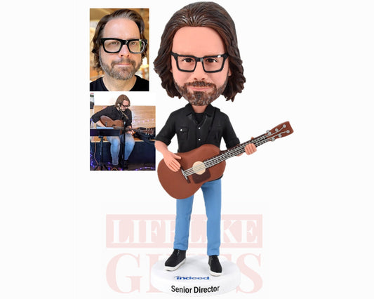 Custom Guitar Player Bobblehead, Personalized Musician Gift
