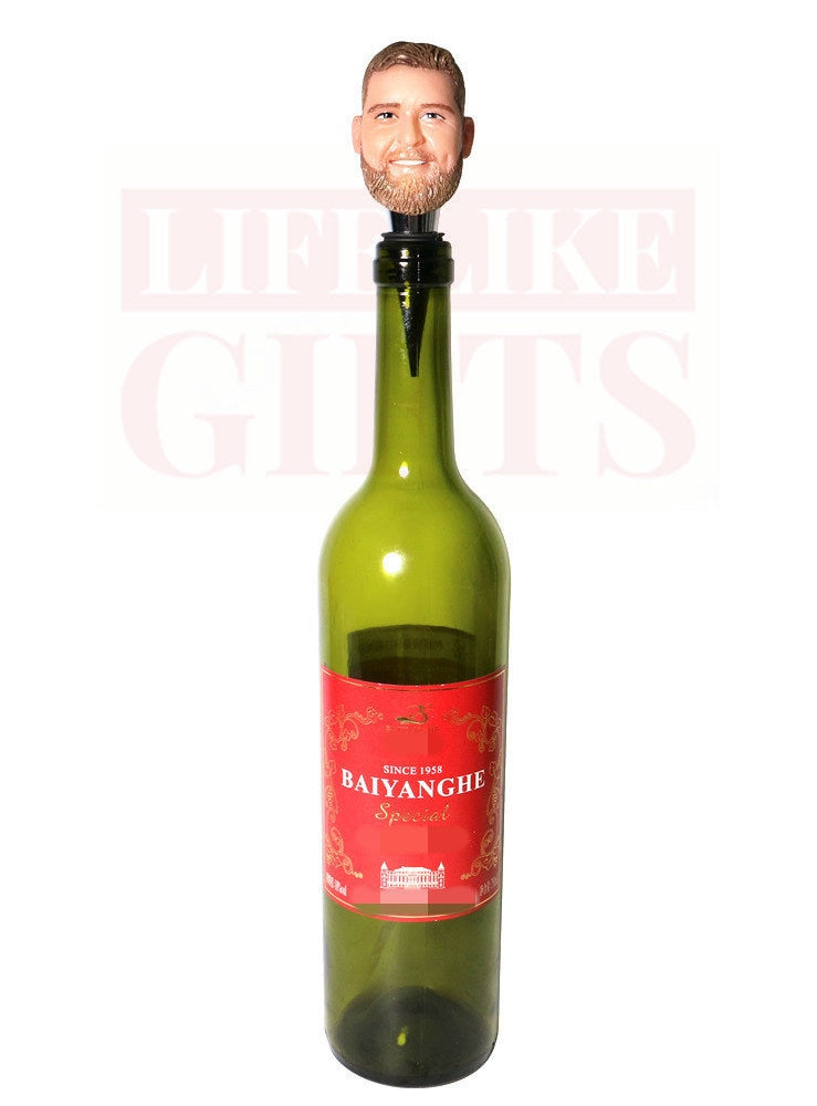 Custom Face Wine Stopper, Personalized Retirement or Birthday Gift