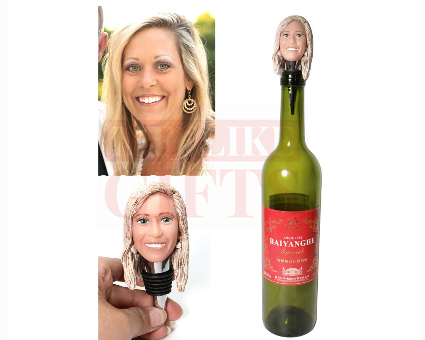 Custom Head Wine Stopper: Personalized Gift from photos