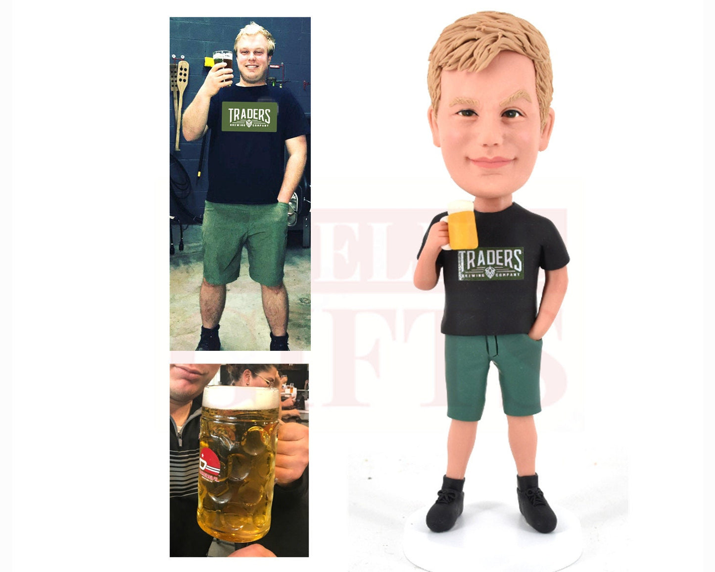 Custom bobbleheads holding champagne, personalized gifts for boss holding wine cup, birthday gifts for best friend, father's day bobblehead