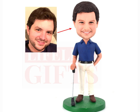 Custom Golfer Bobblehead: Handmade Personalized Gift for Golf Lover
