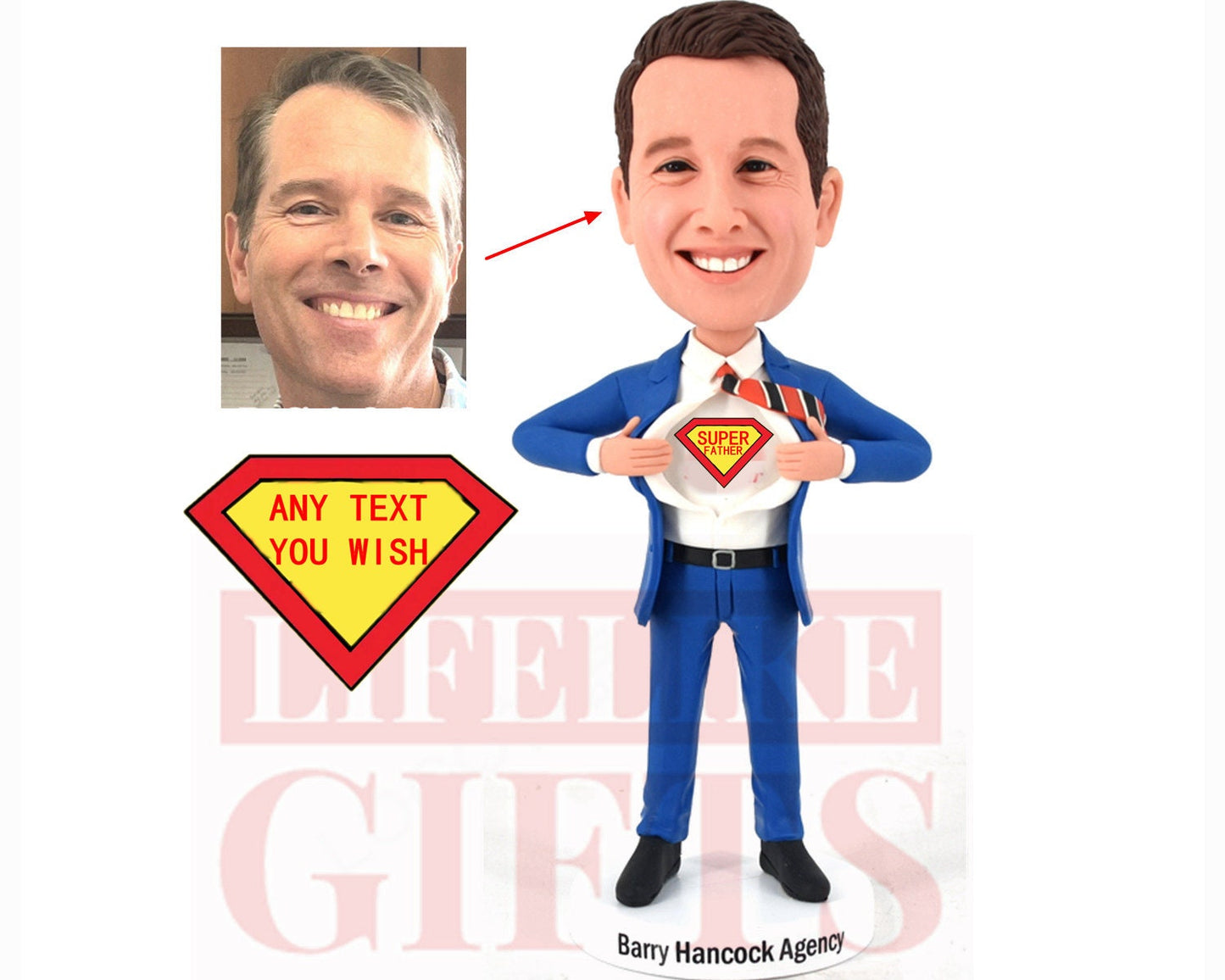 Superhero Custom Bobbleheads, Custom bobblehead super boss tearing shirts off, Christmas Gift for Dad, birthday gift for husband,