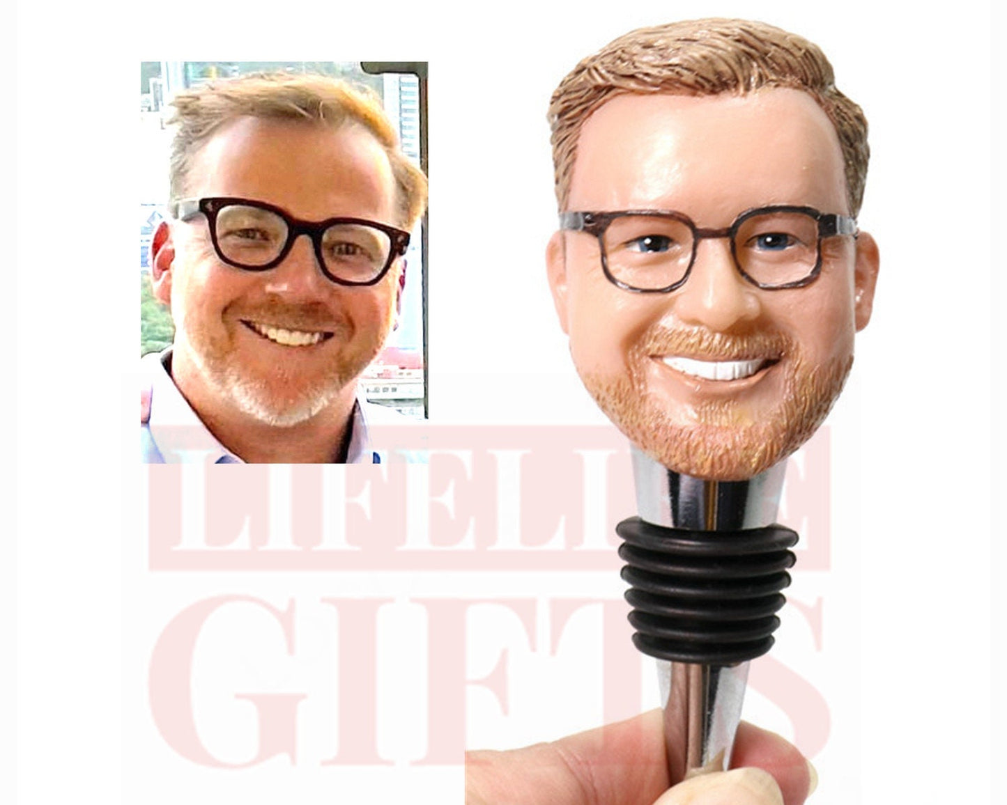 Custom Head Wine Stopper - Personalized Retirement or Birthday Gift