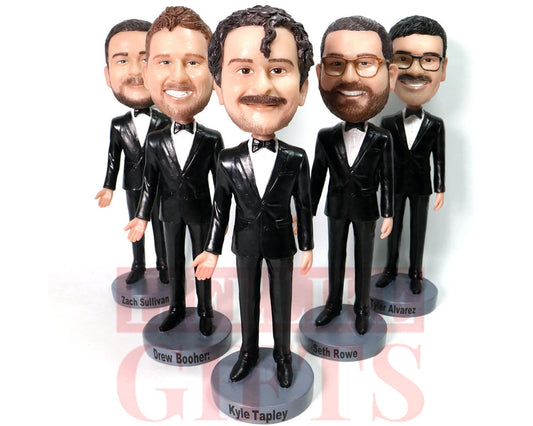 Custom Groomsmen Bobbleheads, Handmade Suit Dolls, Personalized Gifts
