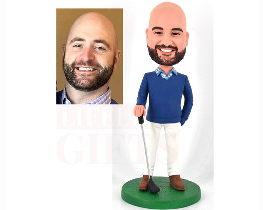 Custom Golfer Bobblehead Figurine: Personalized Gift for Golf Lover