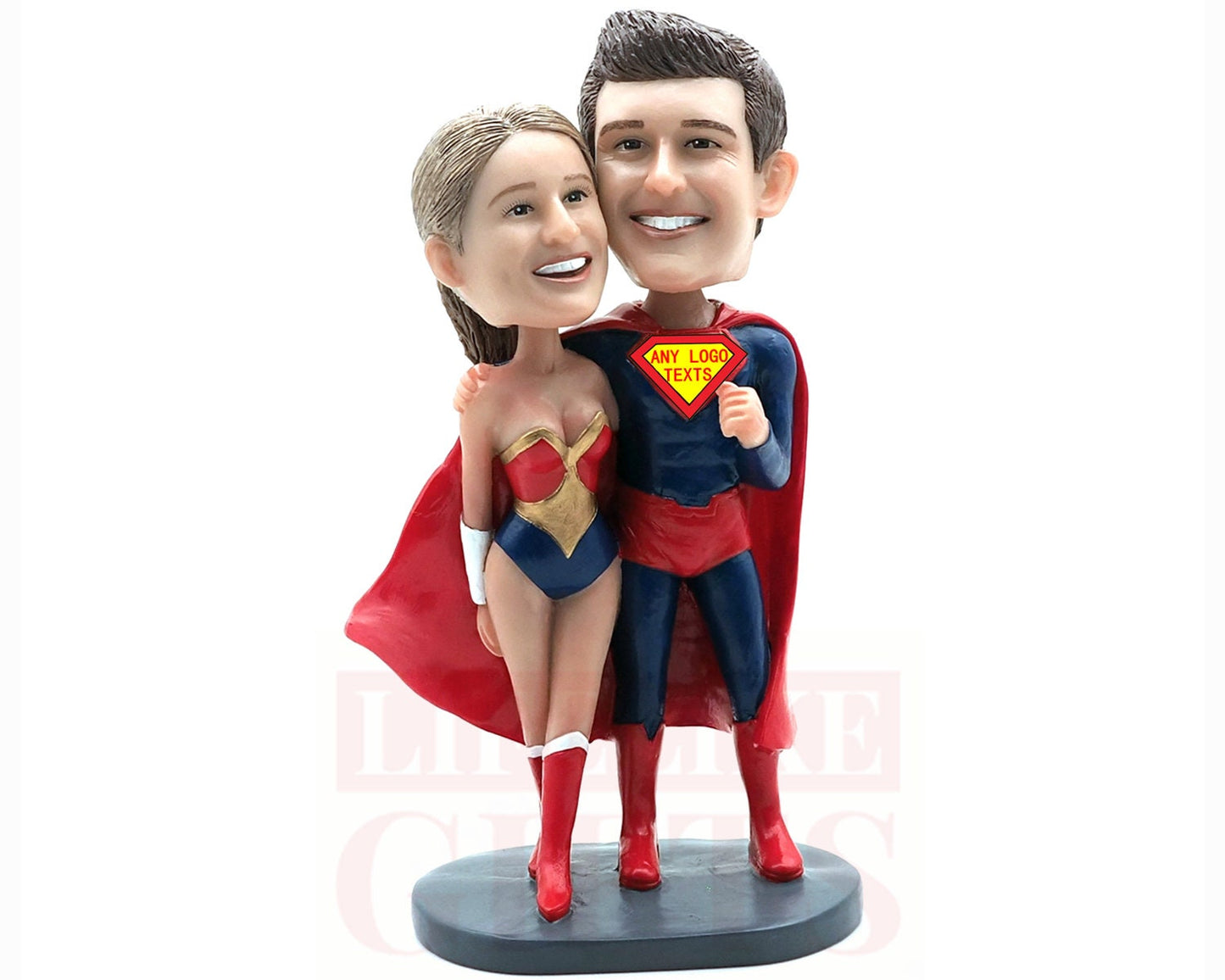 Custom Superhero couple bobbleheads unique wedding cake toppers anniversary gifts for couples wedding bobbleheads with Acrylic show box