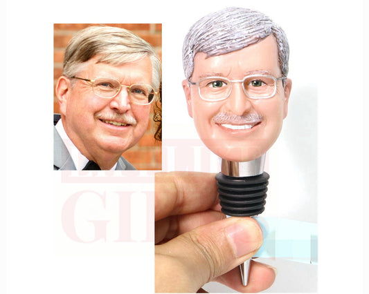 Custom Portrait Wine Stopper, Personalized Resin Sculpture Gift