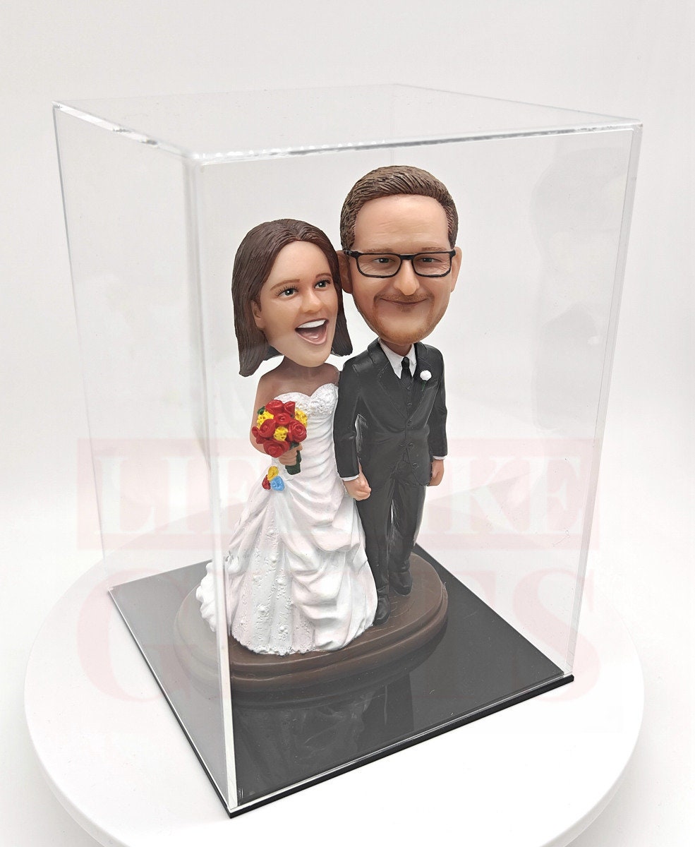 Custom Couple Bobbleheads on Yacht, Unique Anniversary Cake Topper