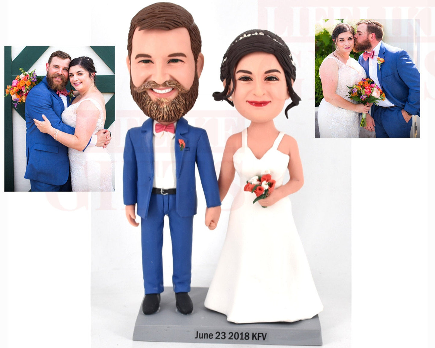 Custom wedding Bobbleheads bride groom personalized cake toppers  figurines Personalized bobbleheads head to toe make from your own photos