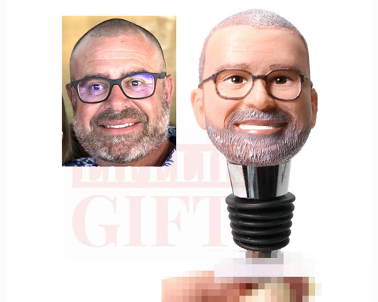 Custom Face Wine Stopper, Personalized Retirement or Birthday Gift