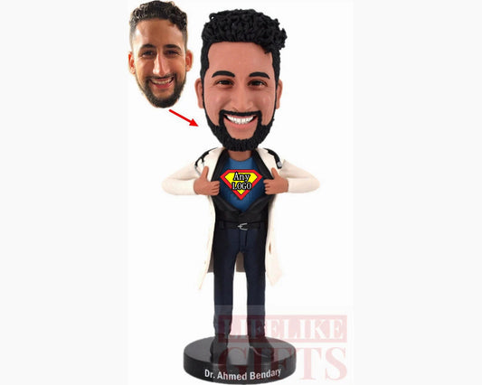 Custom Bobbleheads Super Doctor, Personalized gifts for Doctor/nurse tearing shirts off, birthday/anniverysary Gifts for him/husband