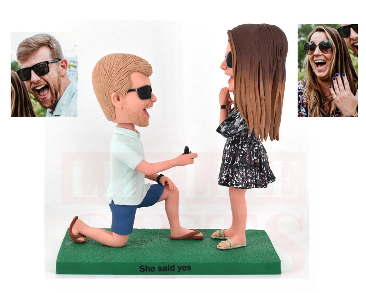 Custom proposal Bobbleheads engagement gifts personalized couple gifts custom cake toppers for wedding groom and bride, propose a marriage