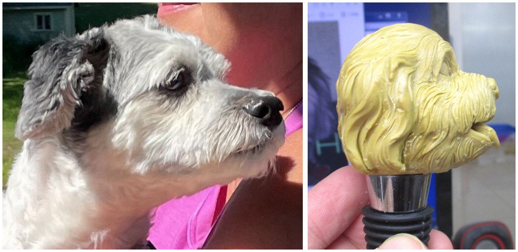 Dog custom wine stopper, handmade bottle stopper of pets, fun wine stopper for pets owner/friend, pet loss keep sake for friends or family
