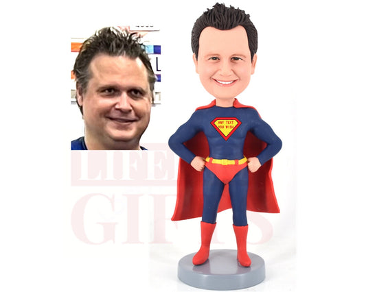 Superman Custom bobbleheads, handmade superman doll, gift for mom, gift for father, Bossday gift idea, company gift idea