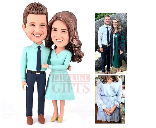 Custom Wedding Bobbleheads Cake Toppers Couple Bobbleheads Make From Photo Personalized lovers bobblehead dolls  Fast Free Shipping