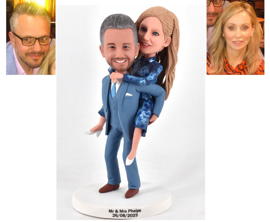 Custom Wedding Bobbleheads Cake Toppers Couple Bobbleheads Make From Photo Personalized lovers bobblehead dolls  Fast Free Shipping