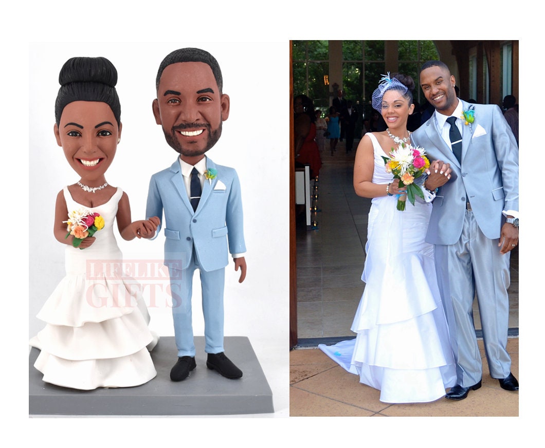 Custom wedding Bobbleheads bride groom personalized cake toppers  figurines Personalized bobbleheads head to toe make from your own photos