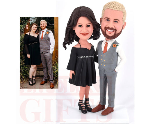 Custom Couple Bobblehead Cake Topper, Handmade Anniversary Gift