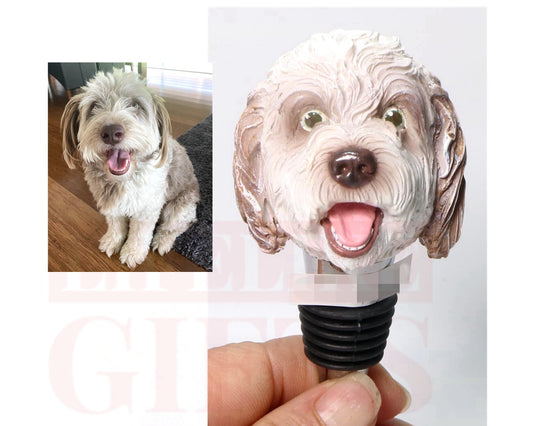 Custom dog figurines pet wine stopper, handmade dog bottle stopper, personalized dog gifts for pet owners, birthday gifts for pet dog cat