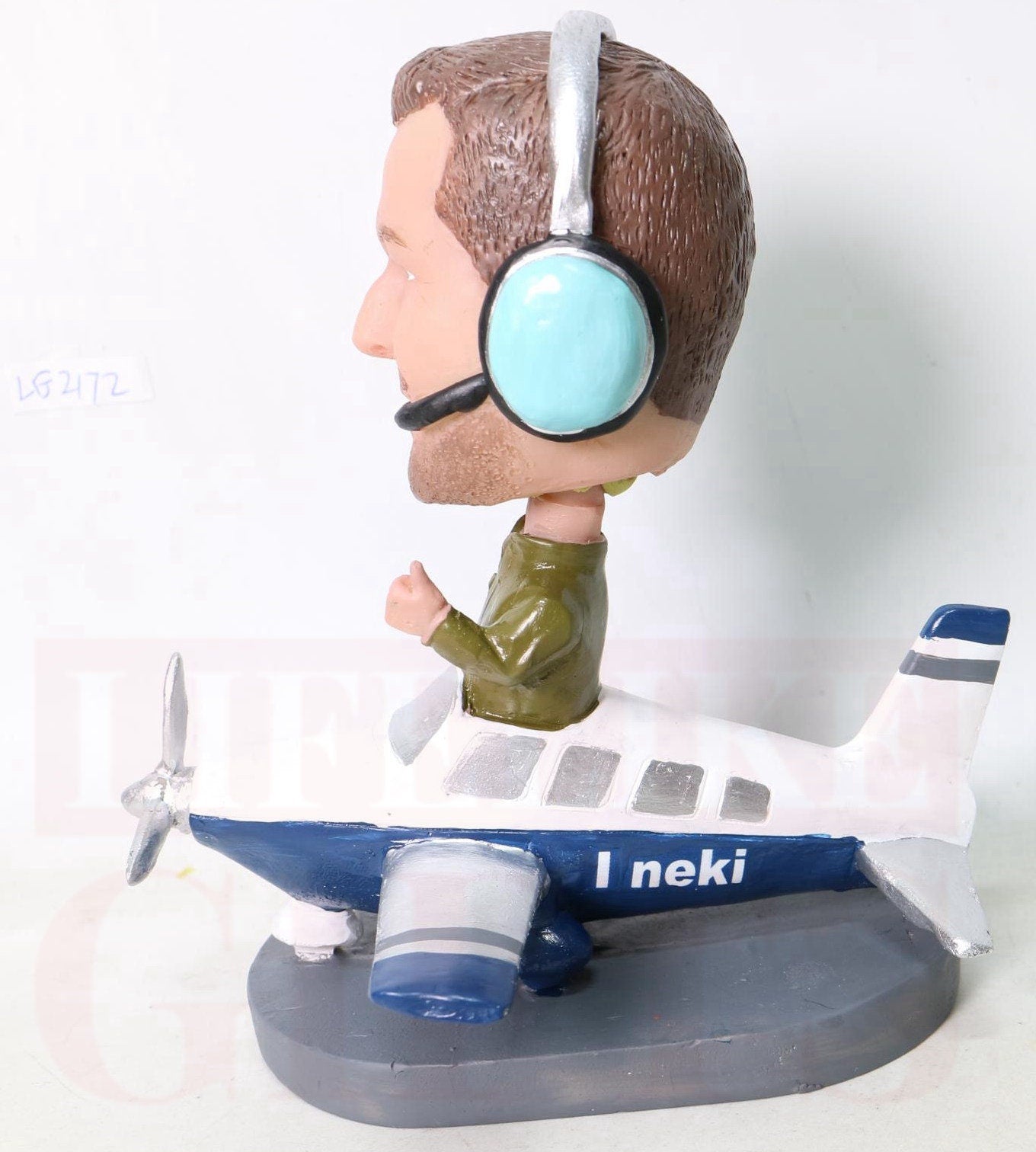 Custom Pilot Bobblehead on Plane: Personalized Retirement Gift