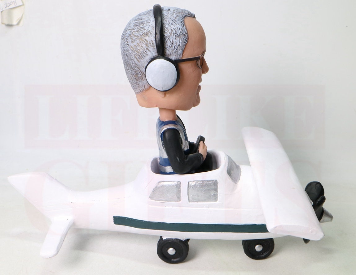 Custom Pilot Bobblehead | Personalized High-Wing Plane Figurine | Aviation Gift | Retirement or Birthday Gift for Pilots