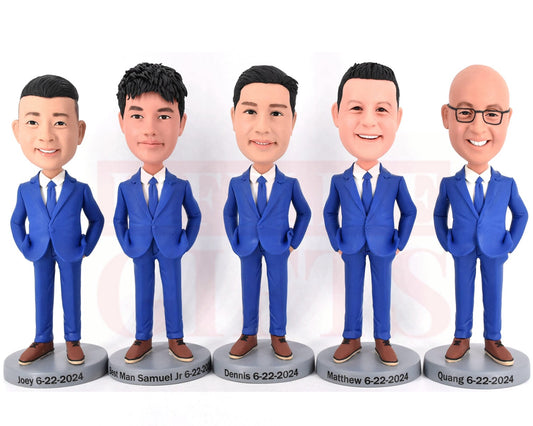 Custom bobbleheads groomsmen, personalized gifts for 1-15 grooms man, handmade figurines of groomsman, best man gifts for wedding ceremoney