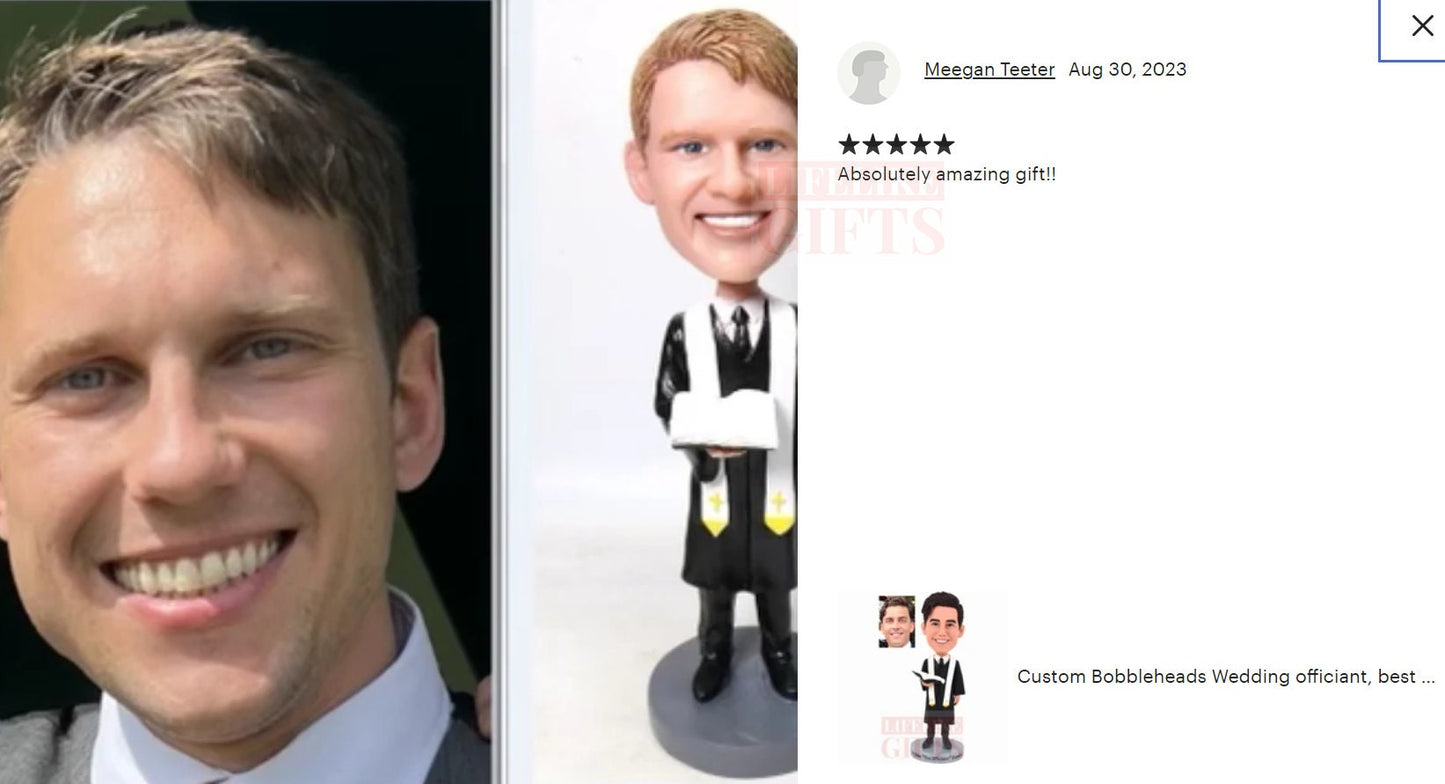 Wedding officiant Custom bobblehead, proposal gift for officiant, wedding officiant in suits with bible, personalized gifts for pastor