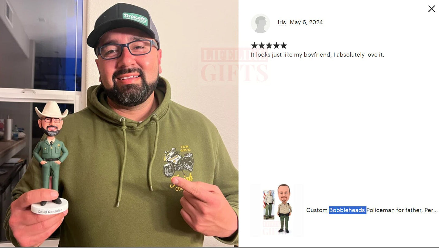 Gift for Policewoman, Custom Bobbleheads gifts female police officer, Birthday gifts for boss, graduate gifts for police officer