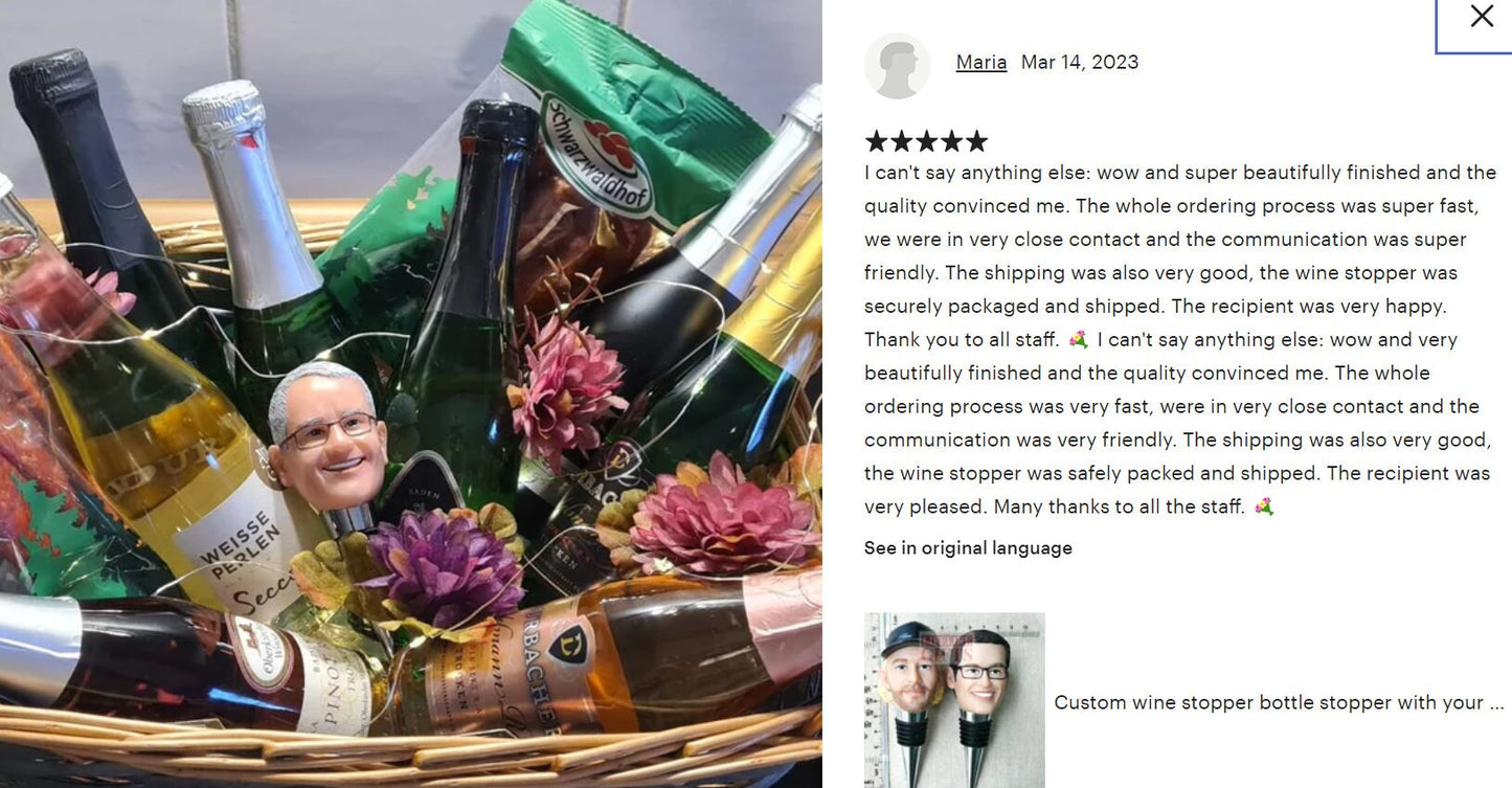 Custom Face Wine Stoppers, Personalized resin Bottle Stopper, Christmas gift wine accessories
