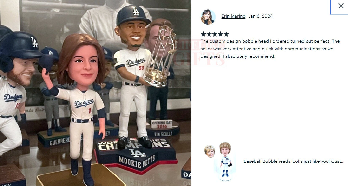 Custom Baseball Bobblehead, Personalized Sports Team Gift