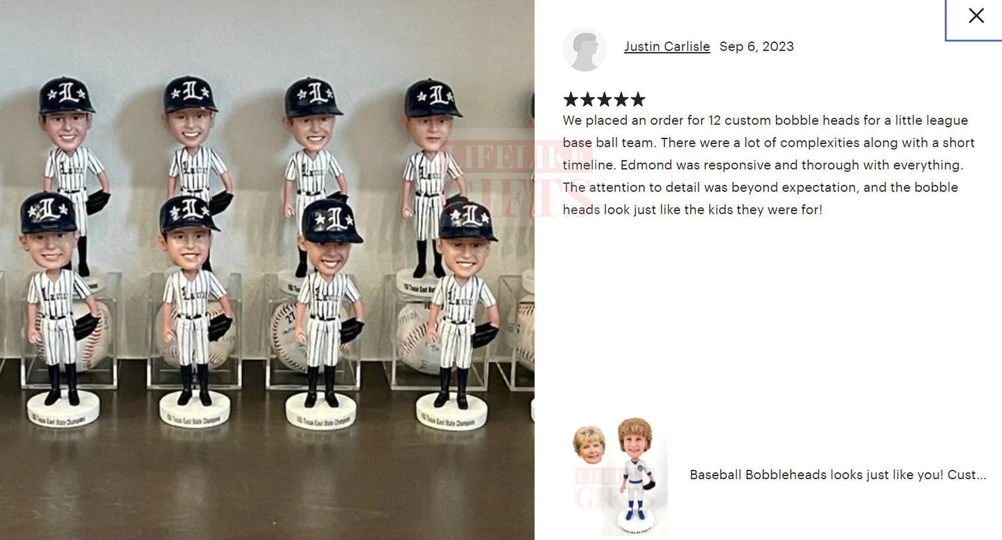 Custom Baseball Bobblehead, Personalized Sports Team Gift
