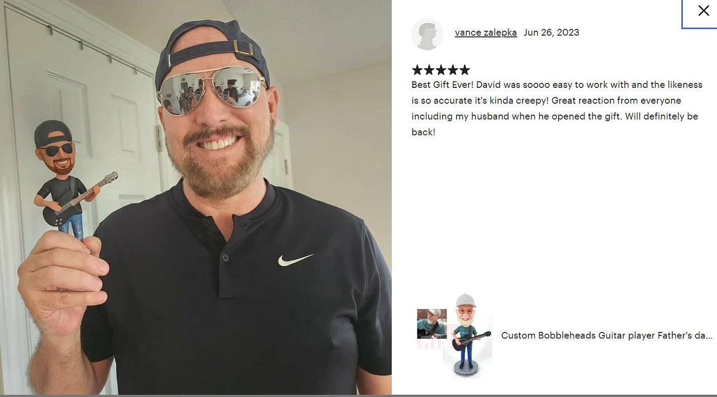 Custom Guitar Player Bobblehead, Personalized Musician Gift