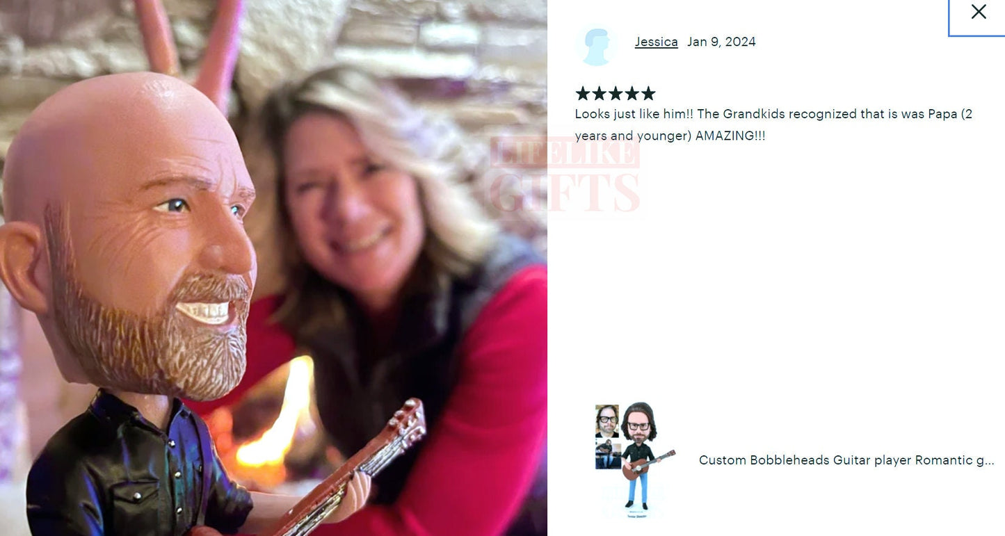 Custom Guitar Player Bobblehead, Personalized Musician Gift