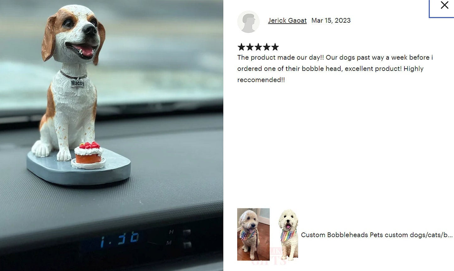 Custom Pet Bobblehead: Handmade Resin Dog/Cat Figurine