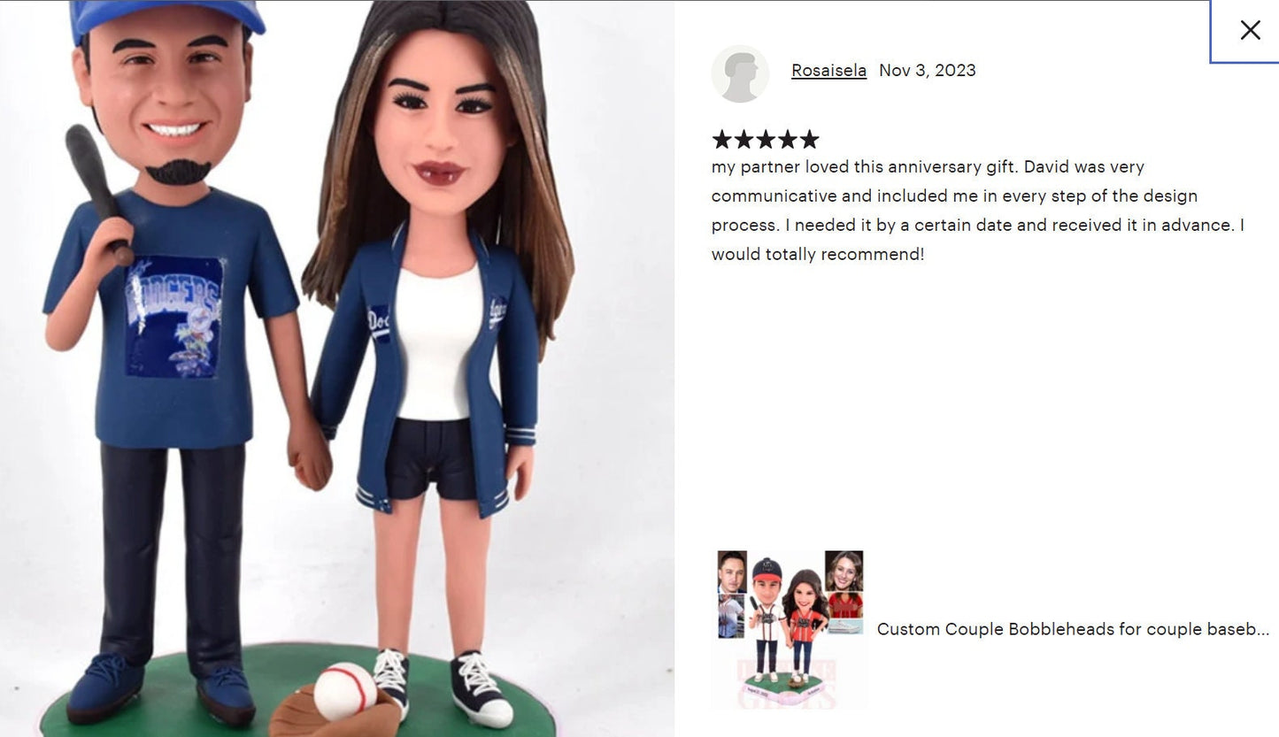 Custom Wedding Cake Toppers: Baseball Couple Bobbleheads