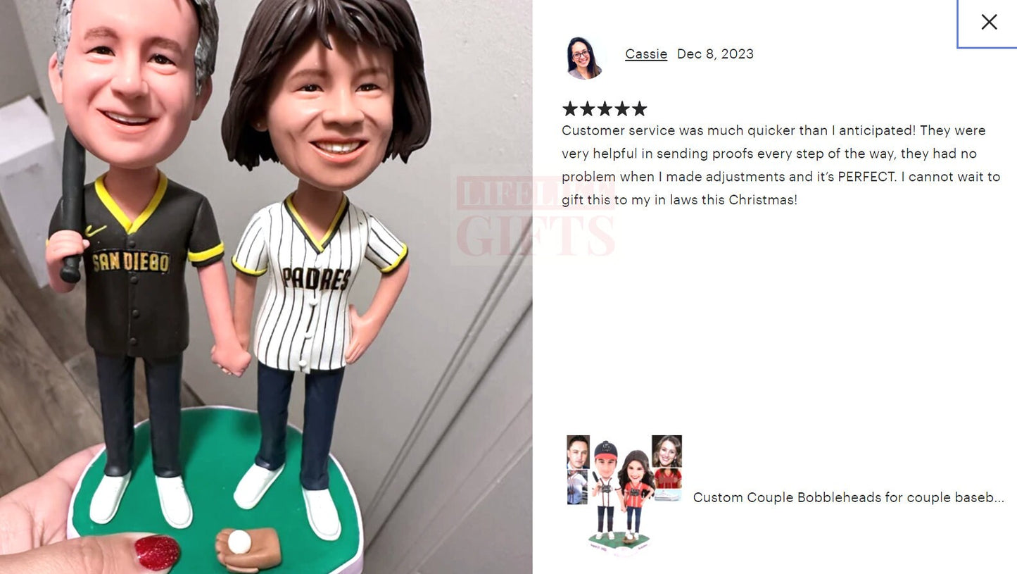 Custom Wedding Cake Toppers: Baseball Couple Bobbleheads