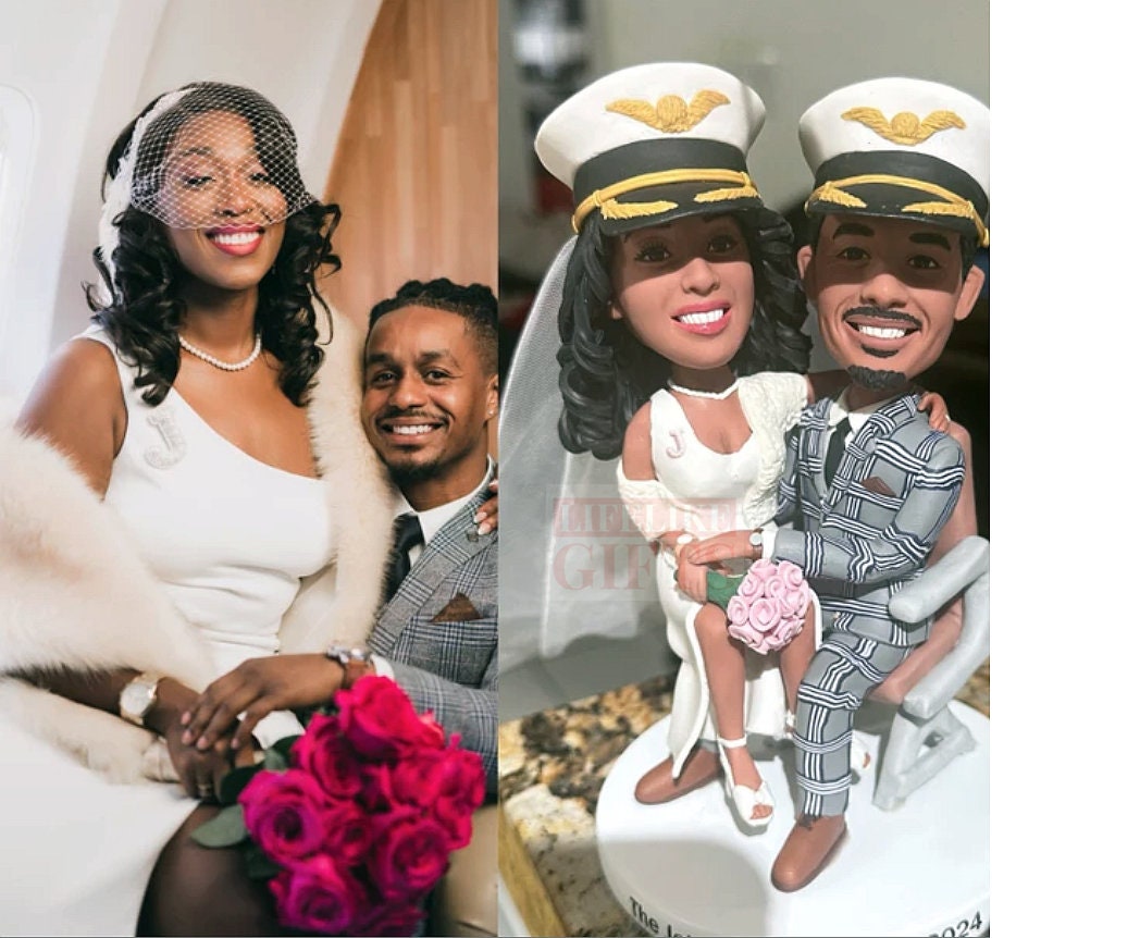 Custom wedding Bobbleheads bride groom personalized cake toppers  figurines Personalized bobbleheads head to toe make from your own photos