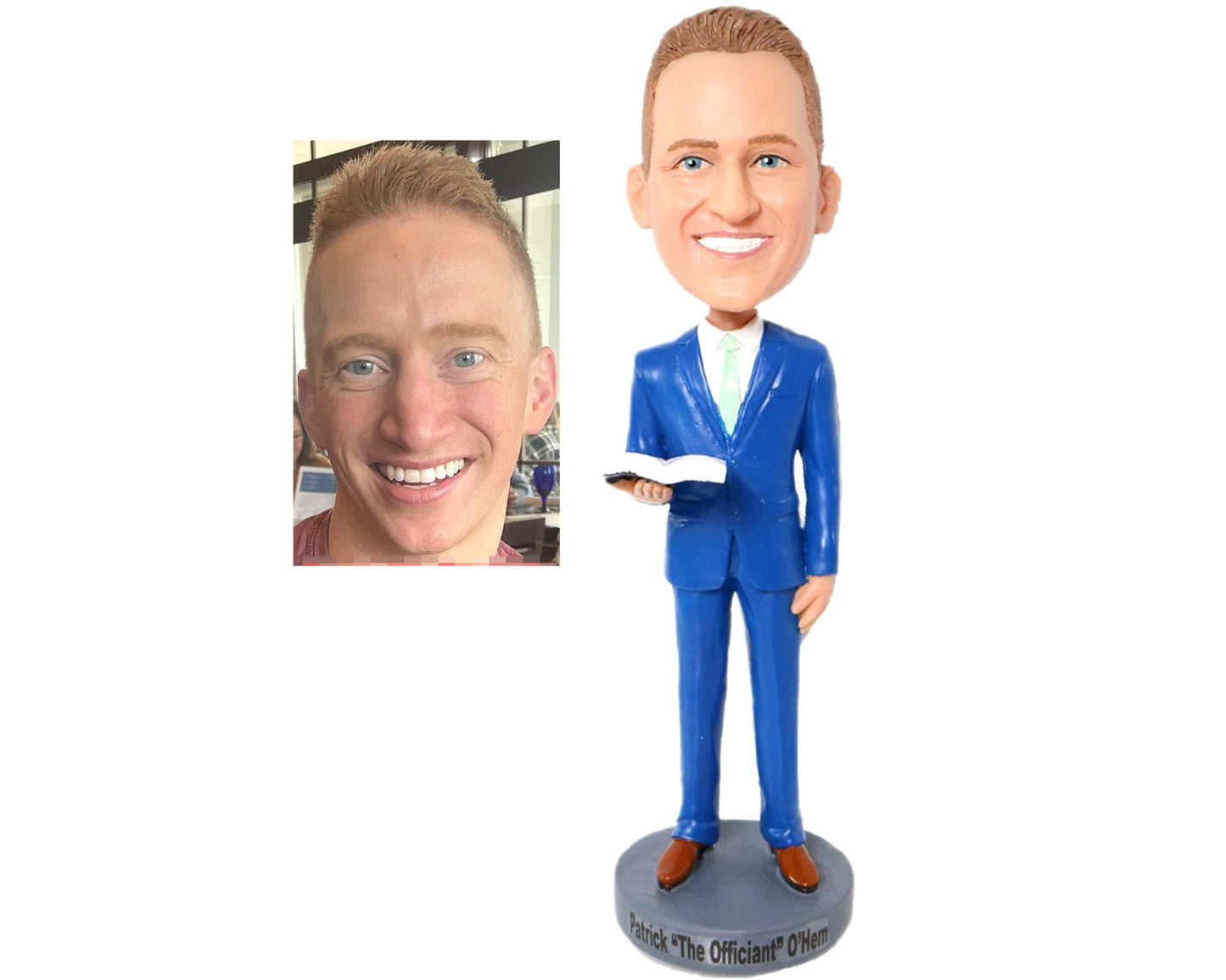 Wedding officiant bobblehead, custom bobblehead Pastor holding bible, personalized teacher bobblehead holding a book