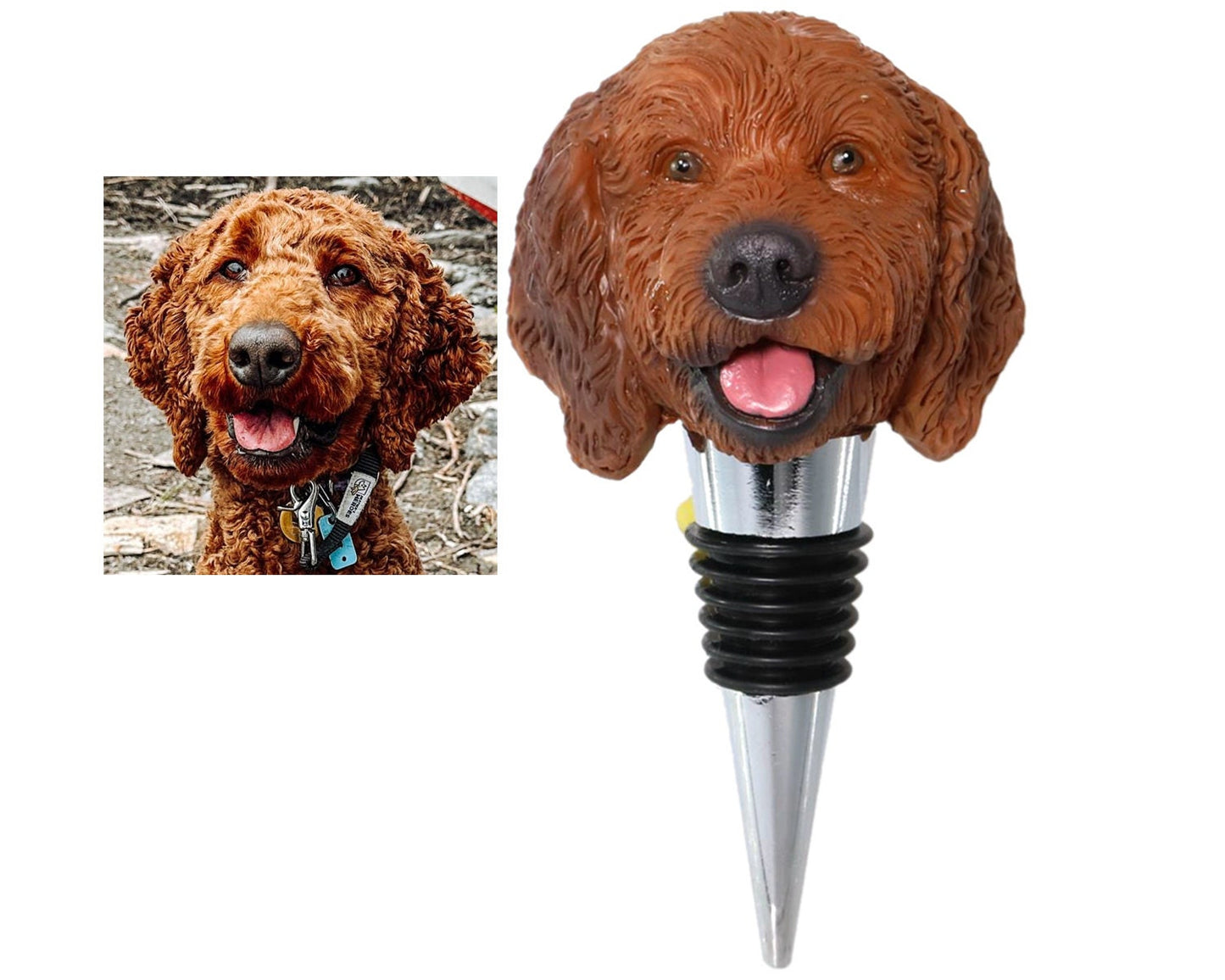 Custom wine stopper of dog, Handmade bottle stopper dog figurines, custom pet sculptures gifts for pet owners, dog birthday gifts