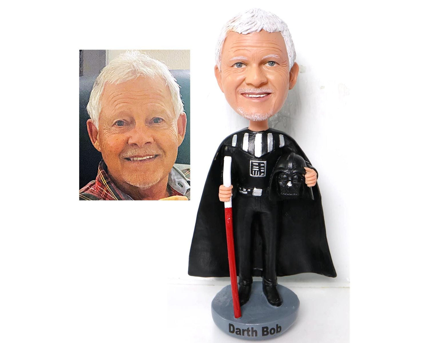 Darth lord Custom Bobbleheads, Personalized bobbleheads holding light saber, cool birthday gift idea, Unique gift for boss/husband/kidds