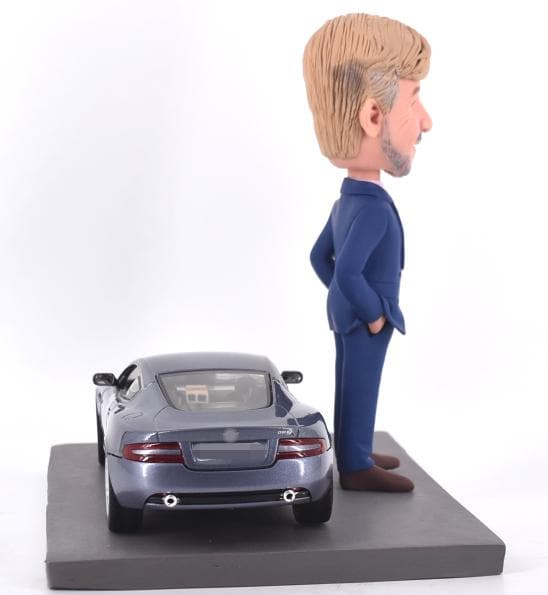 Custom Bobblehead with Sports Car: Personalized Retirement Gift