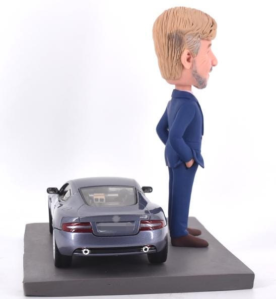 Custom Bobblehead with Sports Car, fun birthday gift for husband, Office desk decor, boss retirement gift
